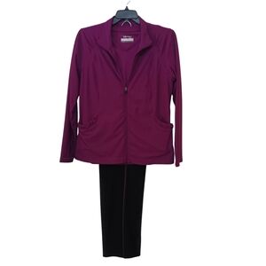 Xersion Women’s Activewear Track Suit Yoga Black Magenta 3 Piece Set Size XL